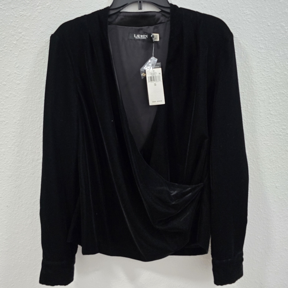 Ralph Lauren Velvet Blouse Tops for Women Black Size 12.